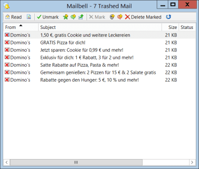 Screenshot of the application MailBell - #3