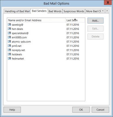 Screenshot of the application MailBell - #6