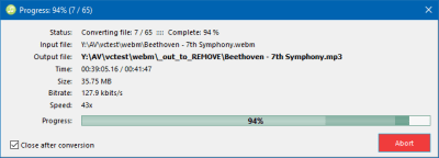Screenshot of the application Free WebM to MP3 Converter - #5