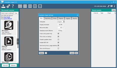 Screenshot of the application Camlytics - #2