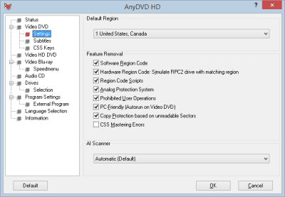 Screenshot of the application AnyDVD HD - #5