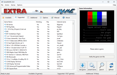 Screenshot of the application ExtraMAME - #2