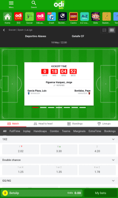 Screenshot of the application Odibet - #3