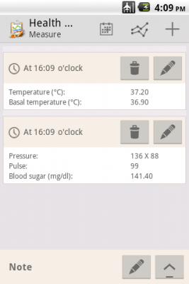 Screenshot of the application Health Measure Graph - #6