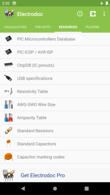 Screenshot of the application Electrodoc (formerly ElectroDroid) - #3