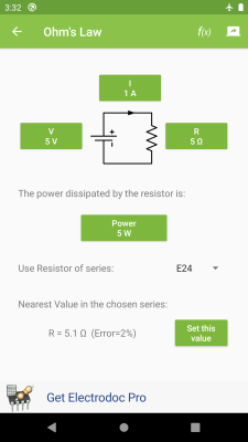Screenshot of the application Electrodoc (formerly ElectroDroid) - #4