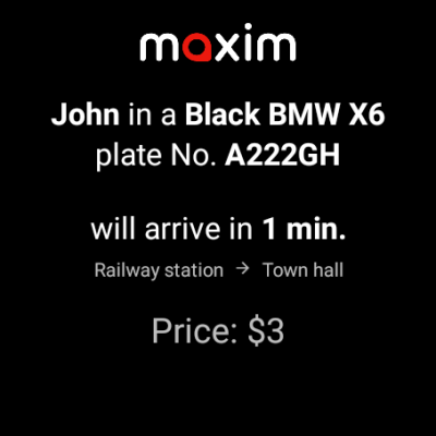 Screenshot of the application maxim - cab ordering, food and meal delivery - #9