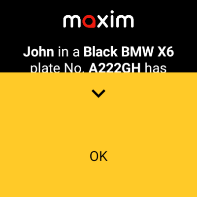 Screenshot of the application maxim - cab ordering, food and meal delivery - #11