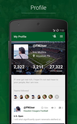 Screenshot of the application FanReact - #3