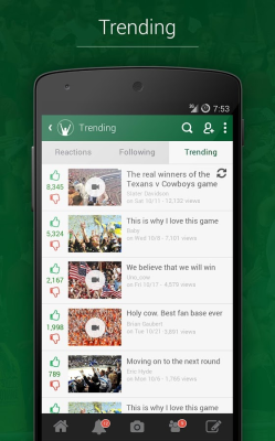 Screenshot of the application FanReact - #4