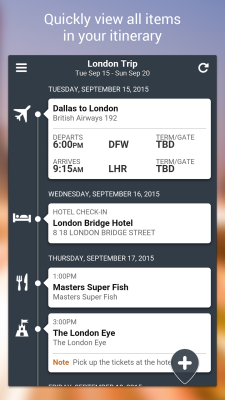 Screenshot of the application TripCase - #4