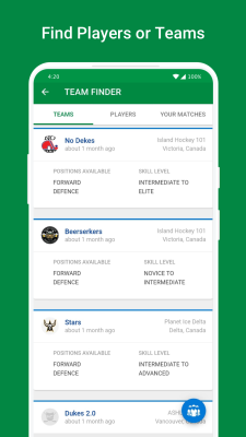 Screenshot of the application Hockey Community - #5