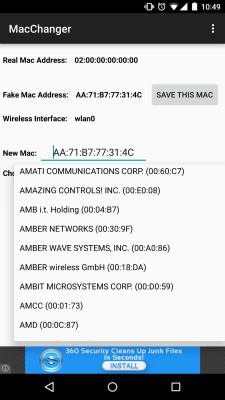 Screenshot of the application Wifi Mac Changer - #4