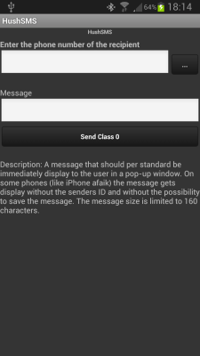 Screenshot of the application HushSMS - #3