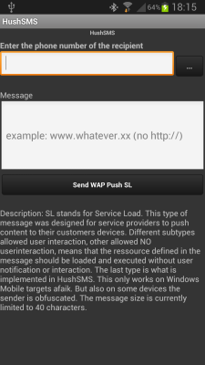 Screenshot of the application HushSMS - #5