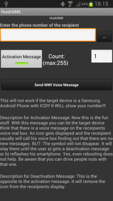 Screenshot of the application HushSMS - #6