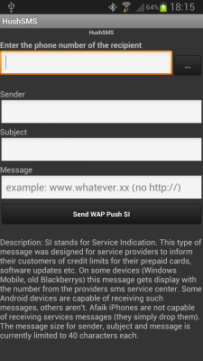 Screenshot of the application HushSMS - #7