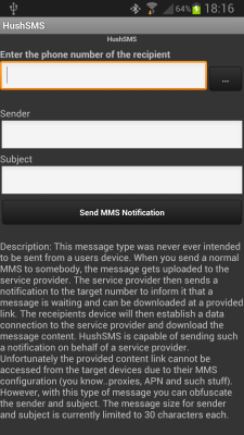 Screenshot of the application HushSMS - #8
