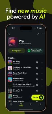 Screenshot of the application Swipefy for Spotify - #2