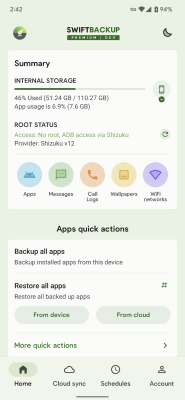 Screenshot of the application Swift Backup - #1