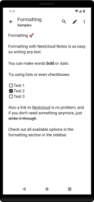 Screenshot of the application Nextcloud Notes - #4