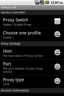 Screenshot of the application ProxyDroid - #1