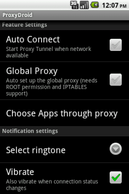 Screenshot of the application ProxyDroid - #2