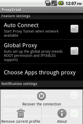 Screenshot of the application ProxyDroid - #3
