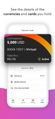 Screenshot of the application Payoneer - #3