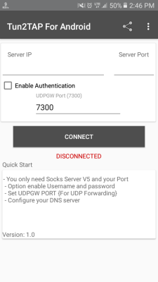Screenshot of the application Tun2TAP Socks - #2