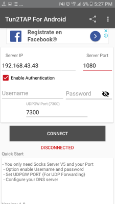 Screenshot of the application Tun2TAP Socks - #7