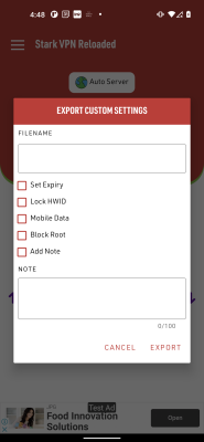 Screenshot of the application Stark VPN Reloaded - #4
