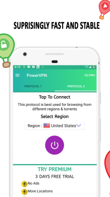 Screenshot of the application Power VPN - #1