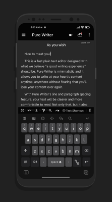 Screenshot of the application Pure Writer - #1