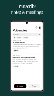 Screenshot of the application Voicenotes - #1