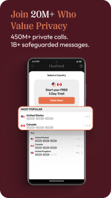 Screenshot of the application Hushed - #2