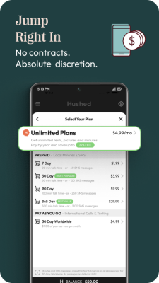 Screenshot of the application Hushed - #4