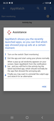 Screenshot of the application Appwatch: pop up ads removal - #2