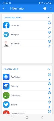Screenshot of the application Hibernator: Force Stop Apps - #2
