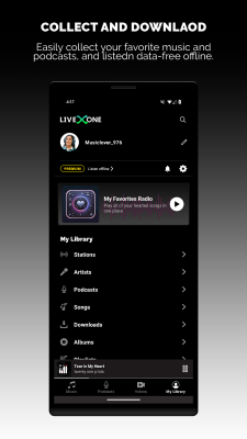Screenshot of the application LiveOne - #8