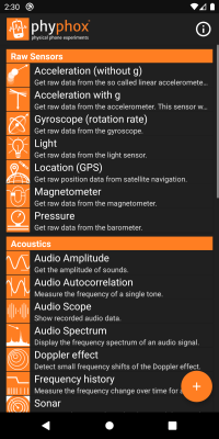 Screenshot of the application phyphox - #1