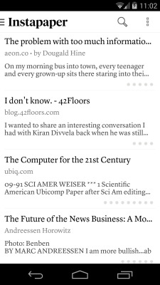Screenshot of the application Instapaper - #1