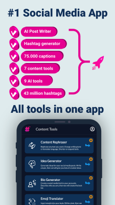 Screenshot of the application Hashtags AI - #3