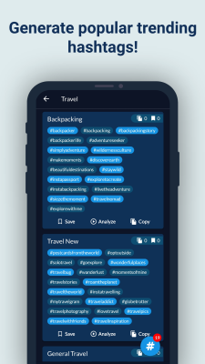 Screenshot of the application Hashtags AI - #5