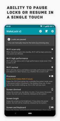 Screenshot of the application Wakelock Revamp - #3