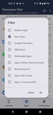 Screenshot of the application Permission Pilot - #6