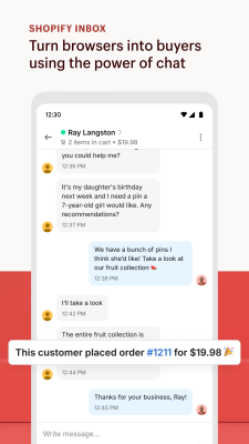Screenshot of the application Shopify Inbox - #4