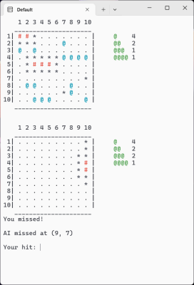 Screenshot of the application cmd Sea Battle - #1