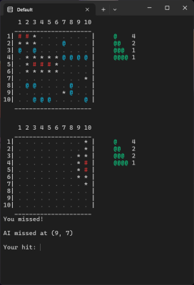 Screenshot of the application console Sea Battle (Linux) - #2