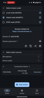 Screenshot of the application ScreenStream - #2